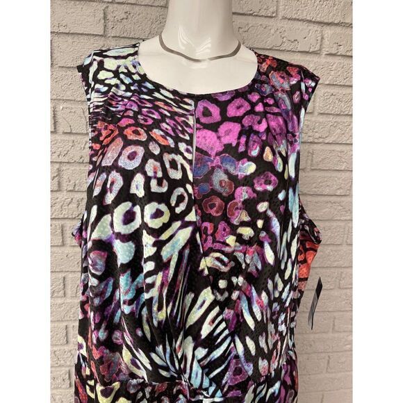 Rachel Roy Multicolored Animal Print Surplice Faux Wrap Dress Size 20 NWT - Picture 3 of 9